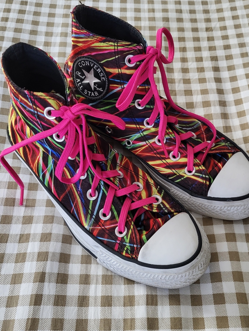 Converse Chuck Taylor All Star High-top Sneakers With Neon Lights / Lazers Sz 7